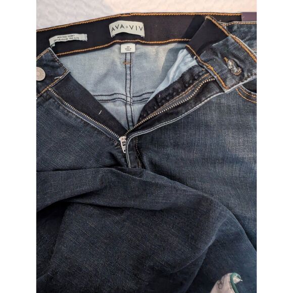 Women's High-Rise Skinny Jeans -Ava & Viv- Blue Size 26R - Picture 5 of 6